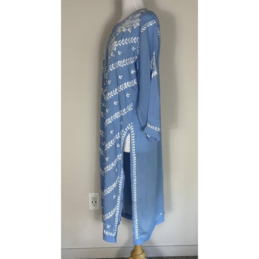 House of Chikankari Cotton Hand Embroidered Kurta Tunic Soft Runs Small - Picture 4 of 10